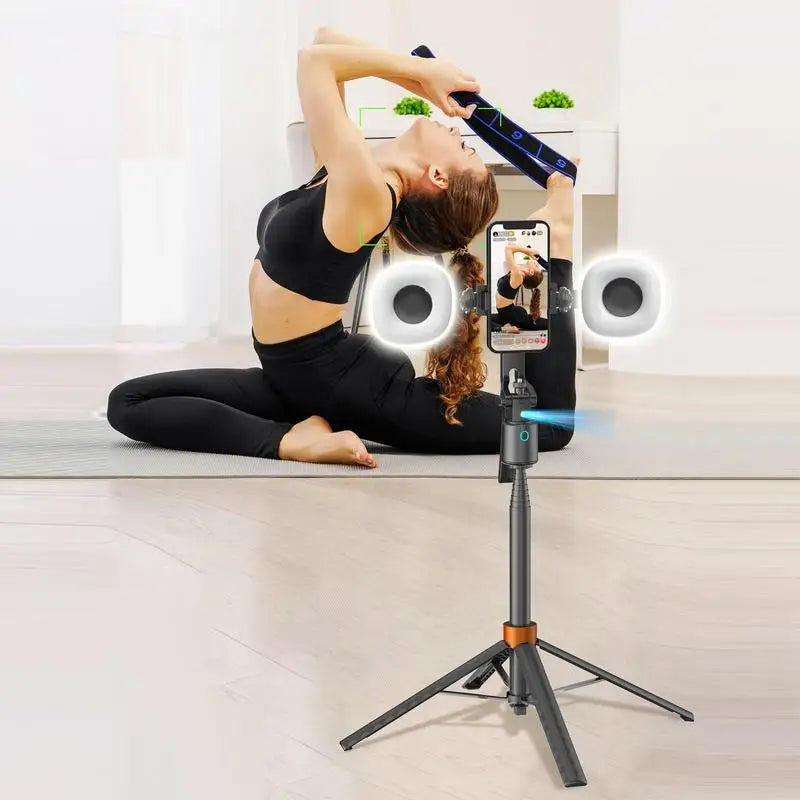 Kit Trépied AI 360° avec Suivi Facial Intelligent et Double Éclairage LED — Support Smartphone Rechargeable pour Vlog & Live
