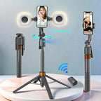 Kit Trépied AI 360° avec Suivi Facial Intelligent et Double Éclairage LED — Support Smartphone Rechargeable pour Vlog & Live
