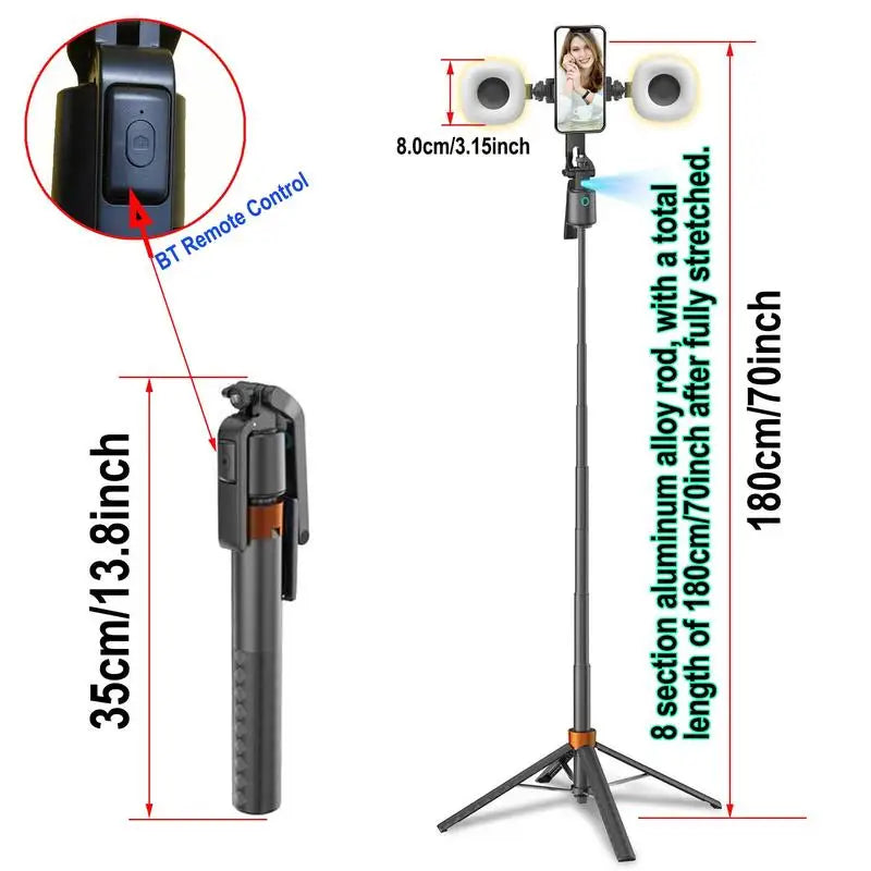 Kit Trépied AI 360° avec Suivi Facial Intelligent et Double Éclairage LED — Support Smartphone Rechargeable pour Vlog & Live